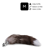 Brown and lavender furry fox tail butt plug