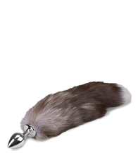 Load image into Gallery viewer, Brown and lavender furry fox tail butt plug