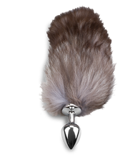 Load image into Gallery viewer, Brown and lavender furry fox tail butt plug