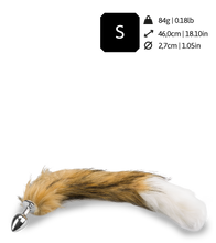Load image into Gallery viewer, Brown and white vegan fur dog tail butt plug