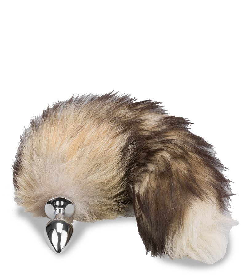 Brown fur fox tail butt plug