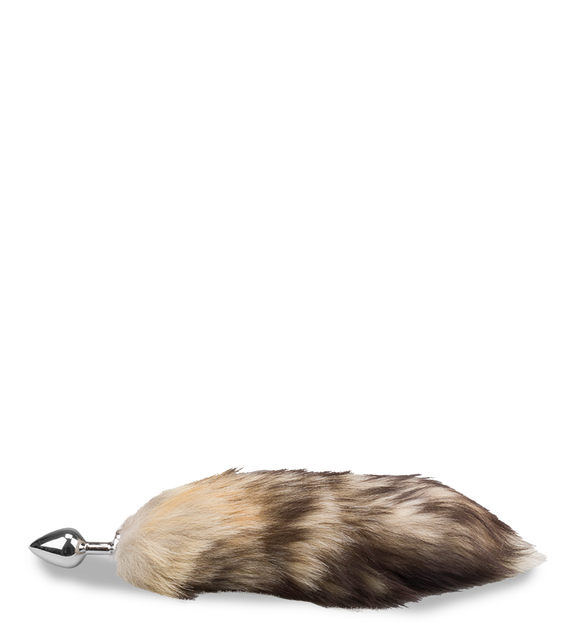 Brown fur fox tail butt plug