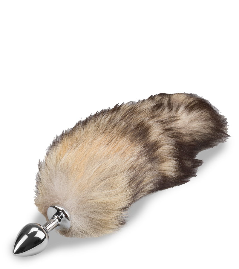 Brown fur fox tail butt plug