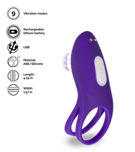 Load image into Gallery viewer, Bucci vibrating double cock ring with clitoral stimulator