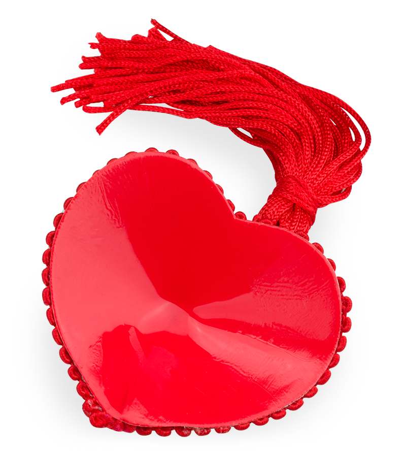 Burlesque red heart and pompom nipple pasties