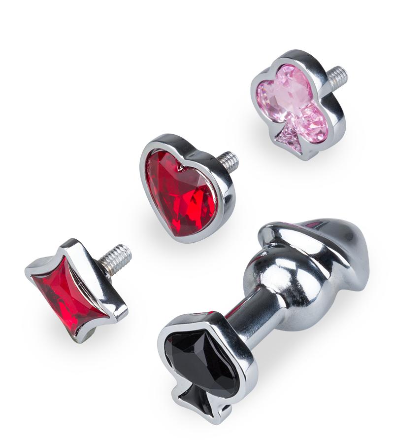 Cards penis-shaped butt plug with 4 jewels