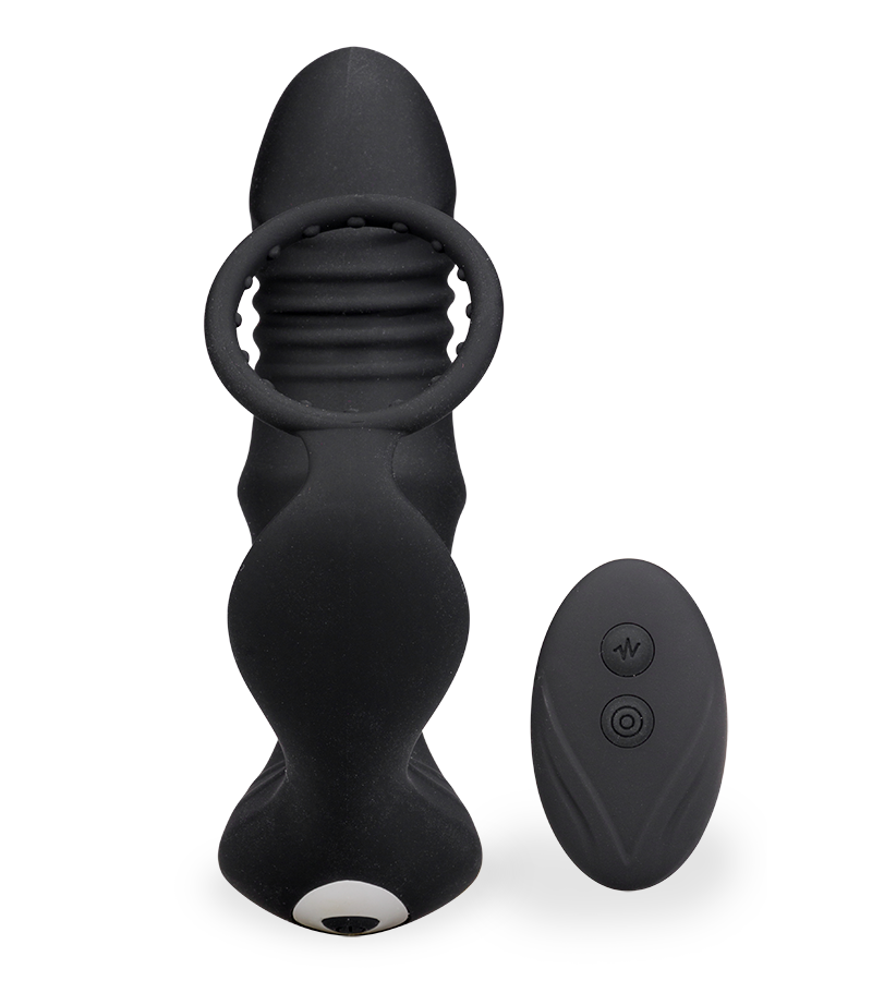 Clark thrusting and vibrating butt plug with cock ring