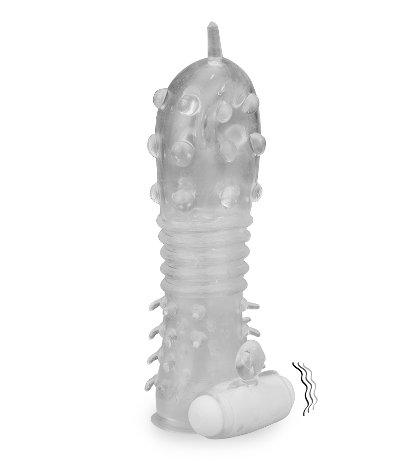 Clear textured vibrating penis sleeve