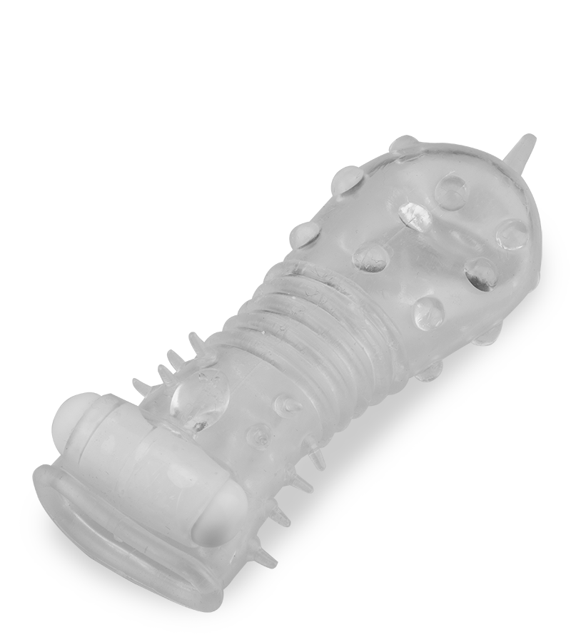 Clear textured vibrating penis sleeve