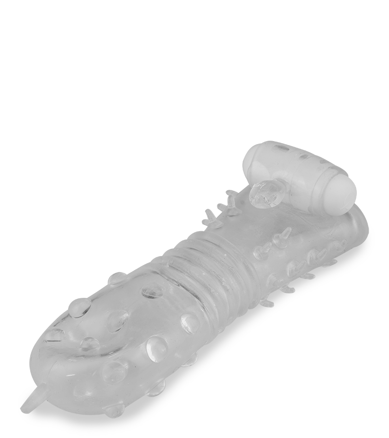 Clear textured vibrating penis sleeve