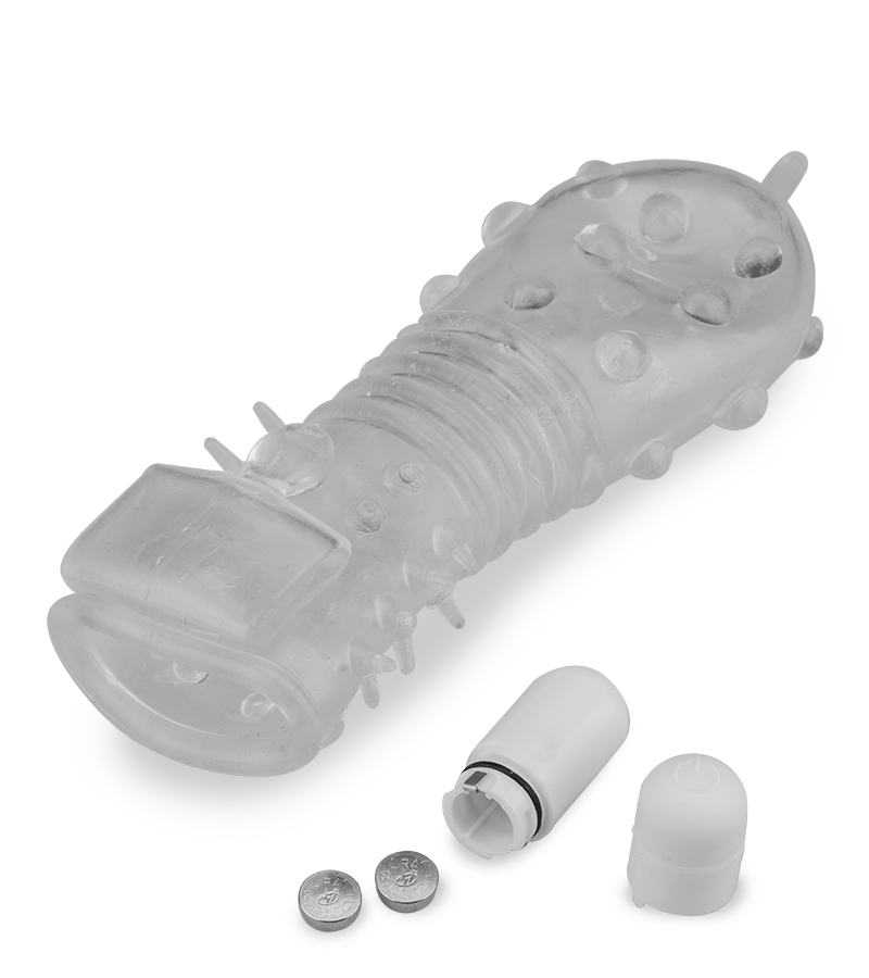 Clear textured vibrating penis sleeve