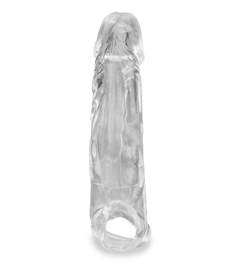 Clear veiny penis sleeve with ball loop