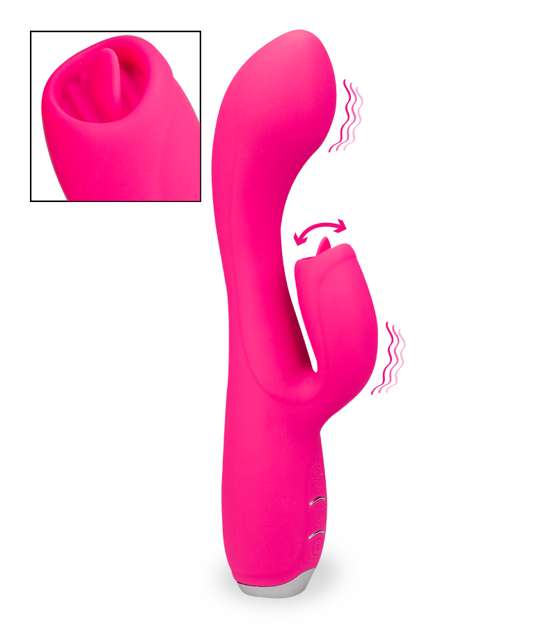 Clit-stimulating tongue rabbit vibrator