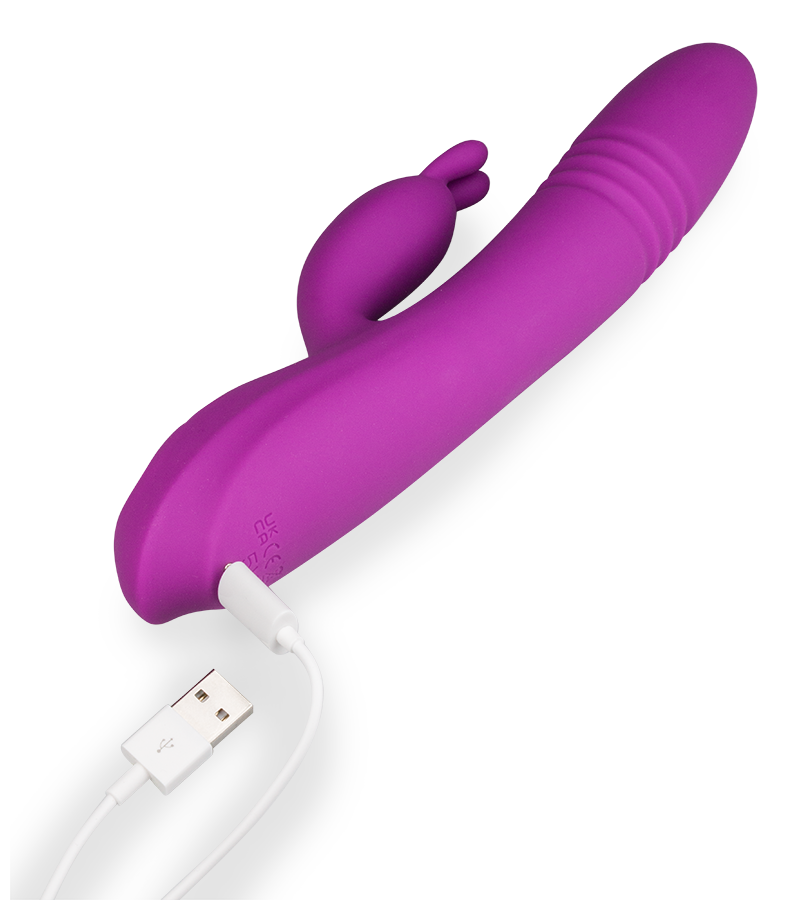 Cocktail thrusting rabbit vibrator
