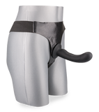 Curved soft black silicone strap-on dildo 6.00 inches