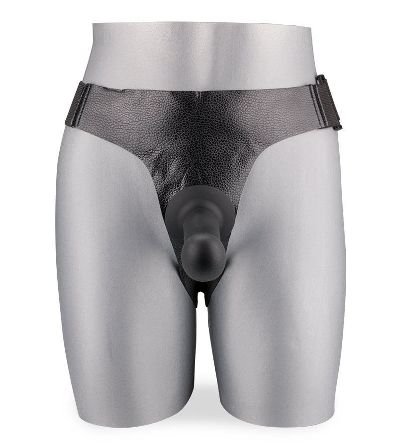 Curved soft black silicone strap-on dildo 6.00 inches