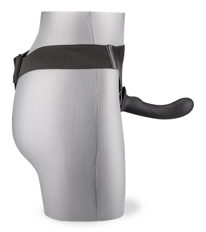 Curved soft black silicone strap-on dildo 6.00 inches