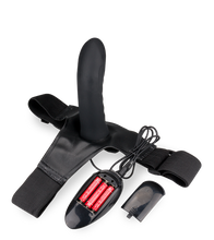 Load image into Gallery viewer, Curved vibrating hollow silicone strap on dildo