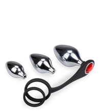 Load image into Gallery viewer, Double cock ring and 3 butt plugs set