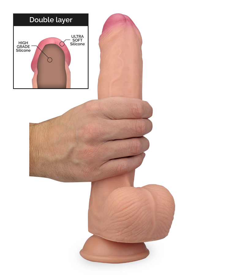 Dual-layered silicone super-realistic dildo 11.50 inches