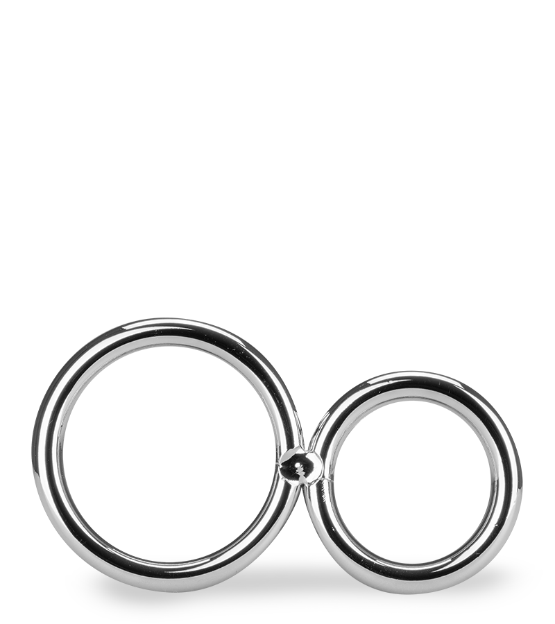 Eight stainless steel double cock ring