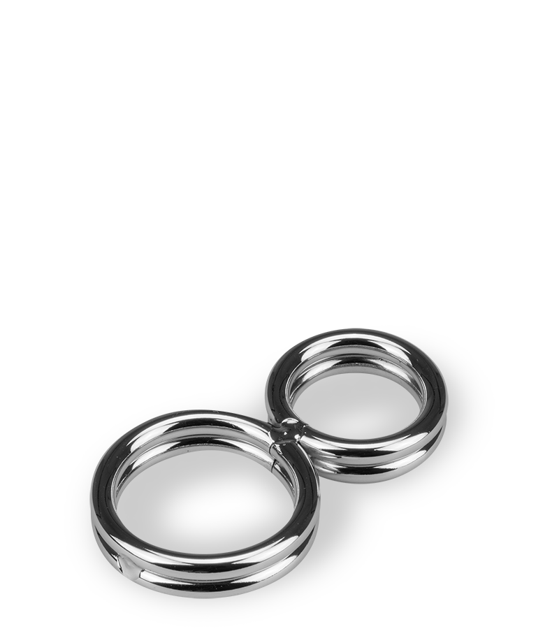 Eight stainless steel double cock ring