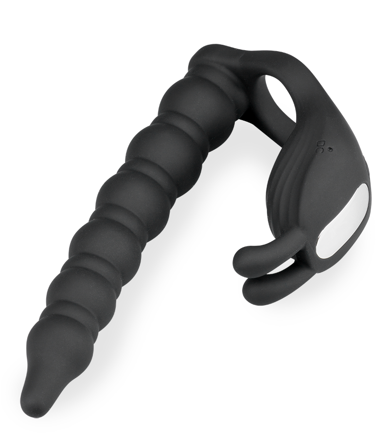 Eternal double penetration vibrating cock ring