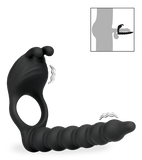 Eternal double penetration vibrating cock ring