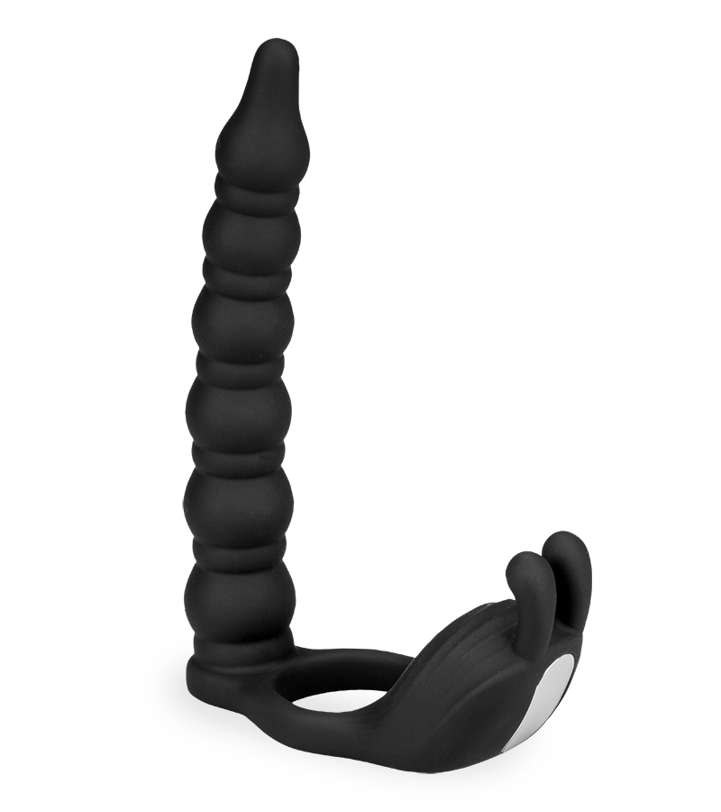 Eternal double penetration vibrating cock ring