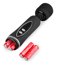 Load image into Gallery viewer, Fantasy Wand black vibrator with 3 removable heads