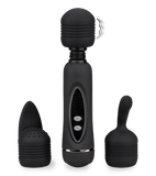 Fantasy Wand black vibrator with 3 removable heads