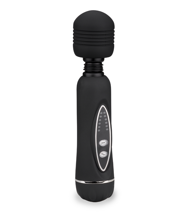 Fantasy Wand black vibrator with 3 removable heads