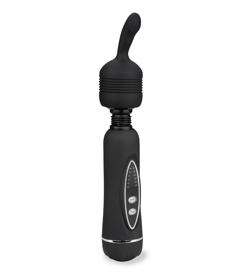 Fantasy Wand black vibrator with 3 removable heads