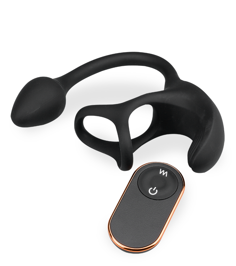 Fast triple cock ring with ball massager and butt plug