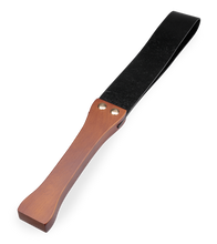 Load image into Gallery viewer, Faux leather and wood BDSM paddle