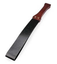Load image into Gallery viewer, Faux leather and wood BDSM paddle