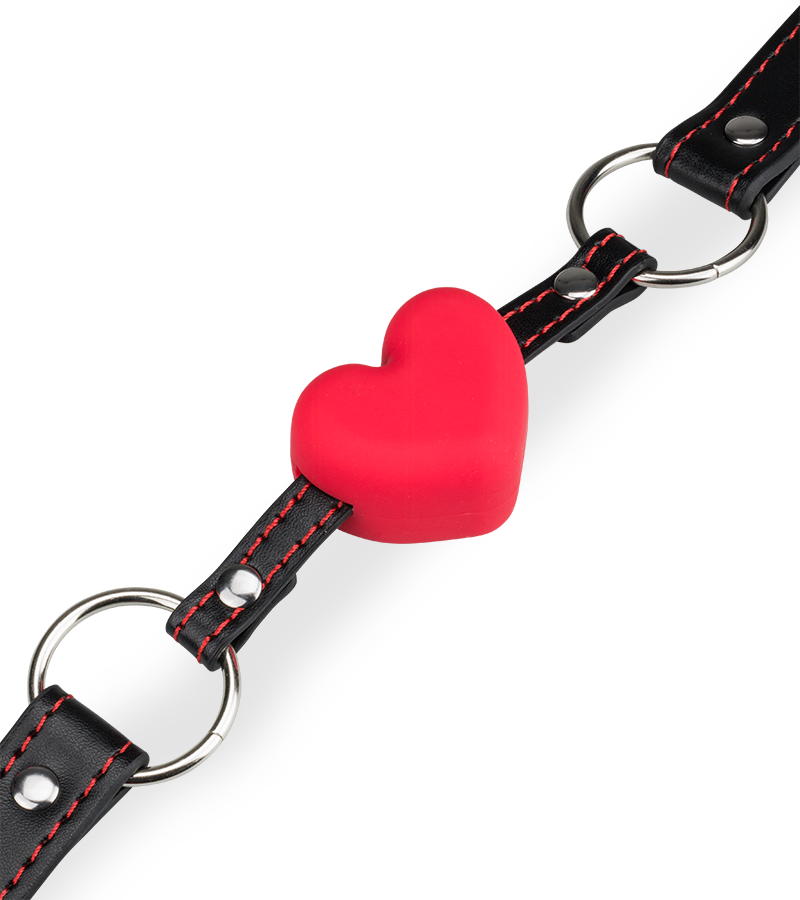 Faux leather ball gag with silicone heart