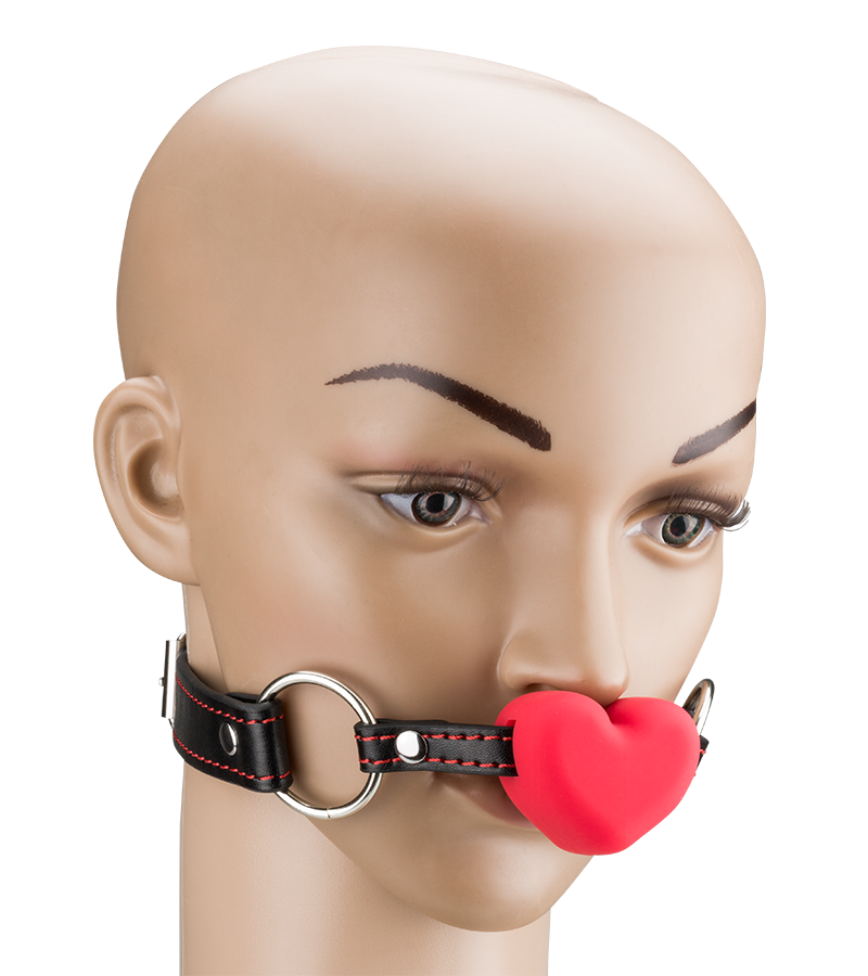 Faux leather ball gag with silicone heart