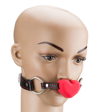 Load image into Gallery viewer, Faux leather ball gag with silicone heart