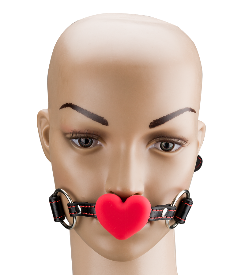 Faux leather ball gag with silicone heart
