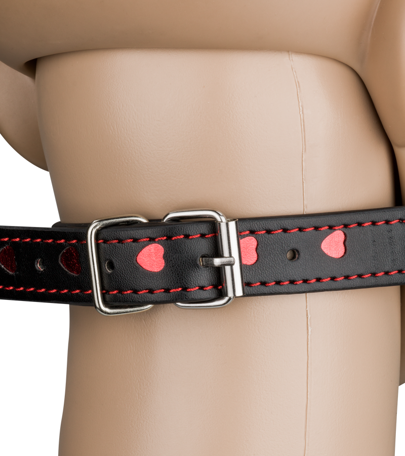 Faux leather ball gag with silicone heart