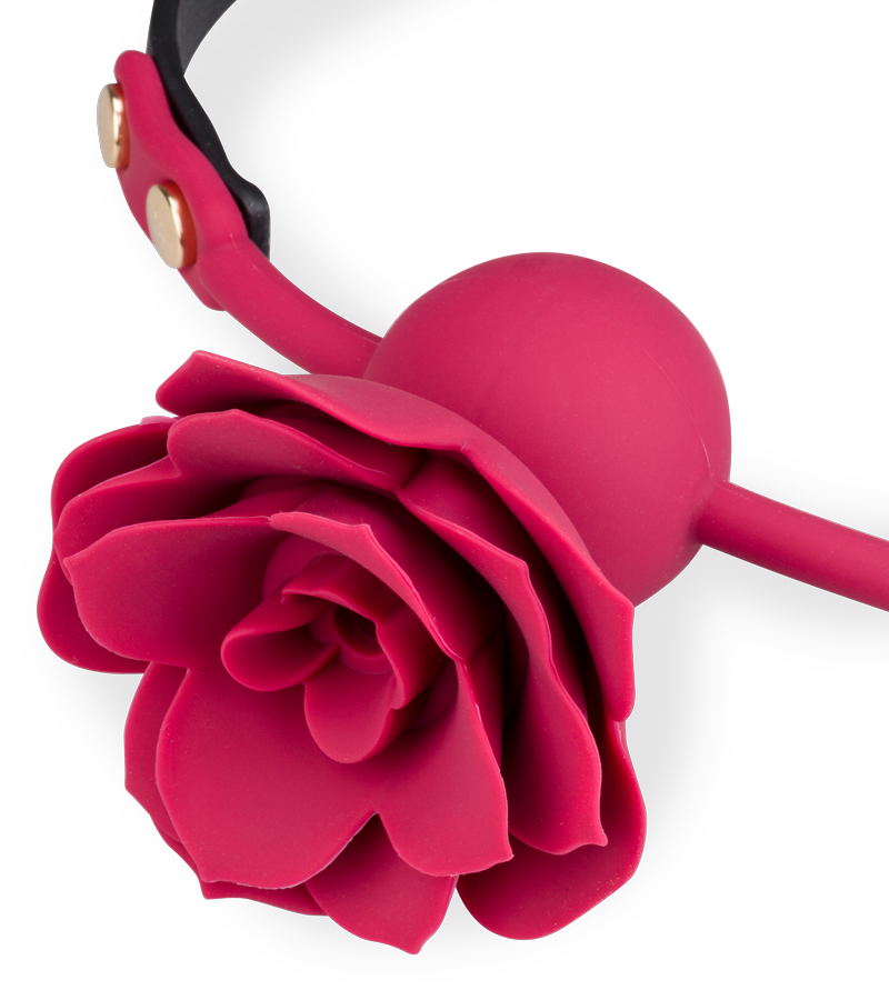 Faux leather ball gag with silicone rose