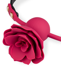 Load image into Gallery viewer, Faux leather ball gag with silicone rose