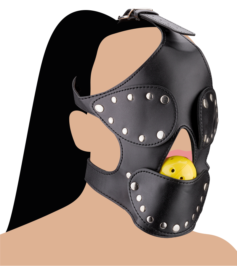 Faux leather BDSM mask with ball gag