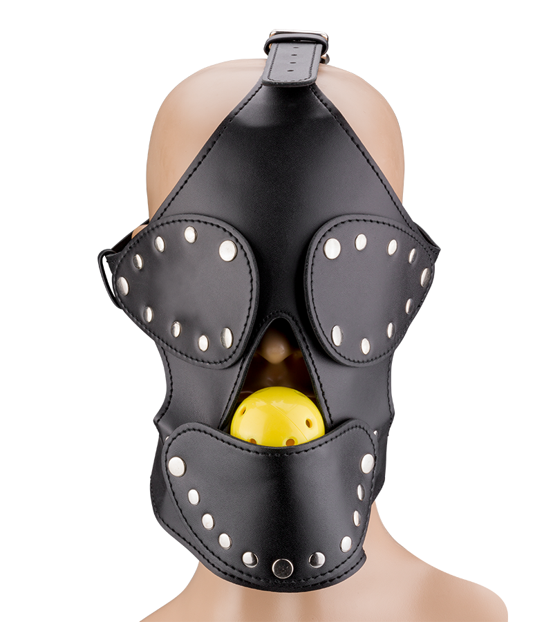 Faux leather BDSM mask with ball gag