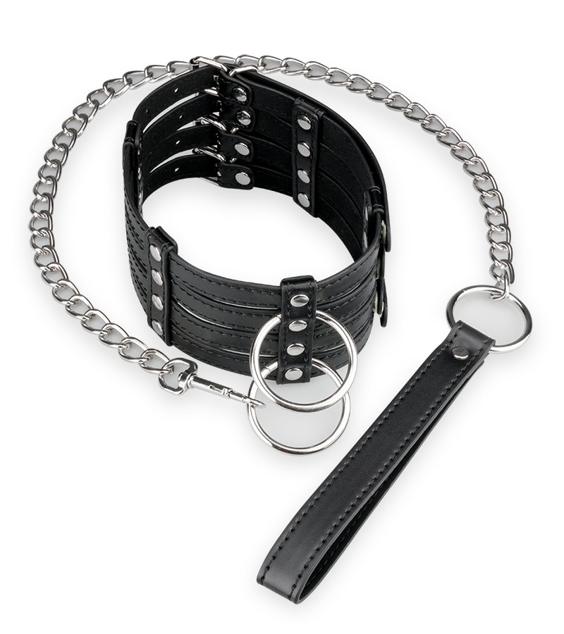Faux leather collar and leash set