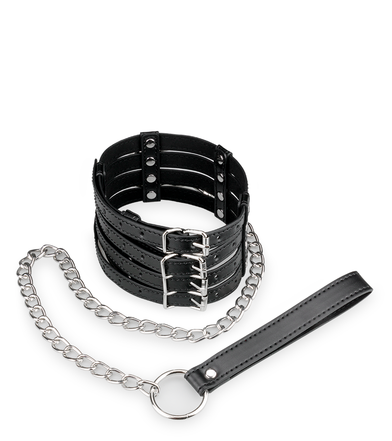 Faux leather collar and leash set