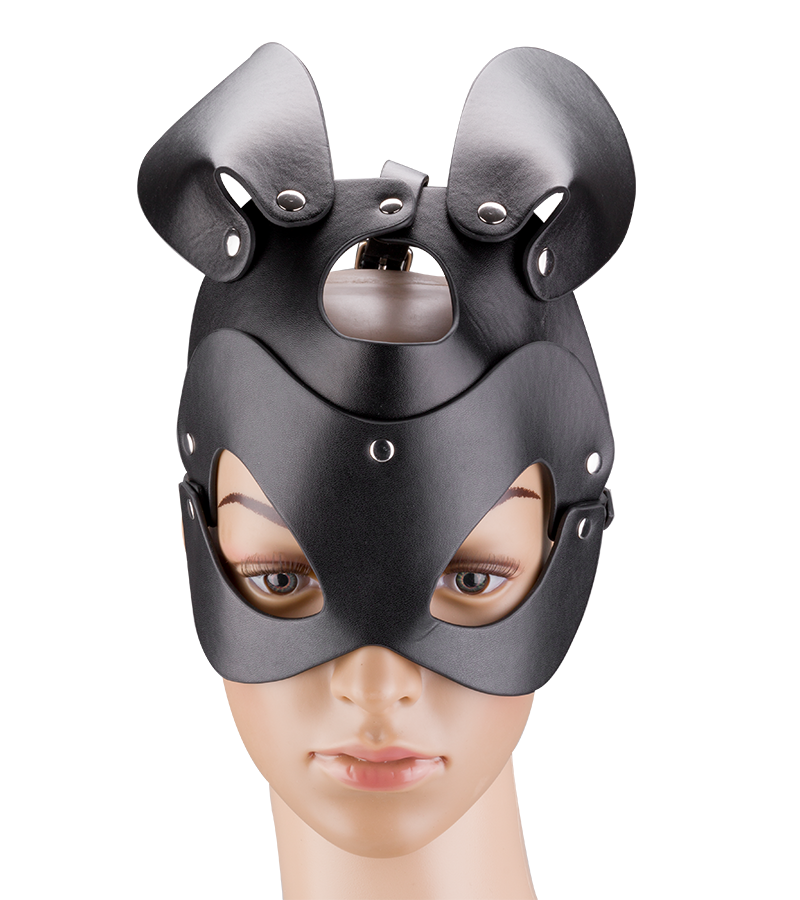 Faux leather rabbit mask