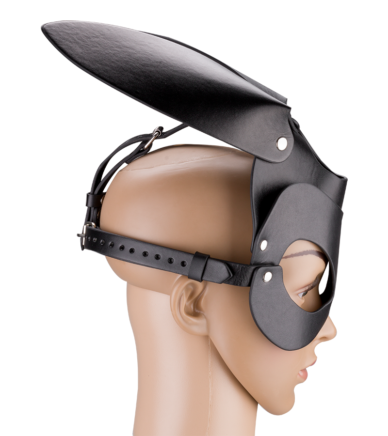 Faux leather rabbit mask