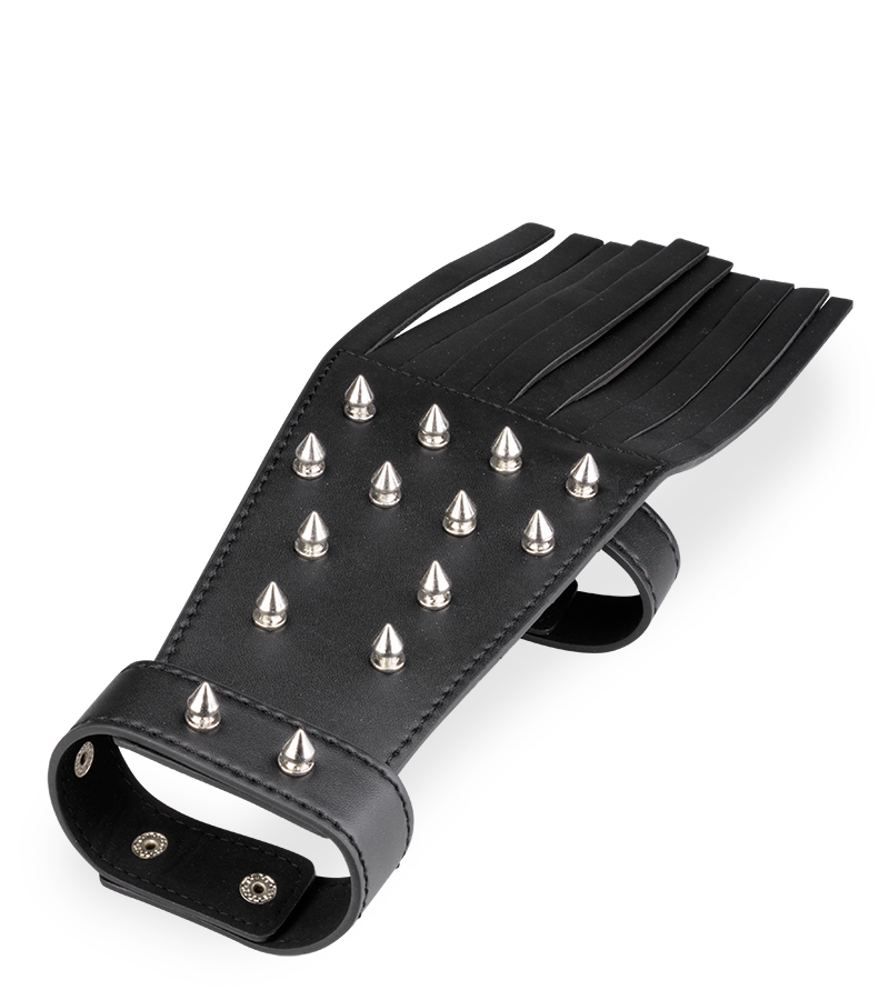 Faux leather spiked flogger glove